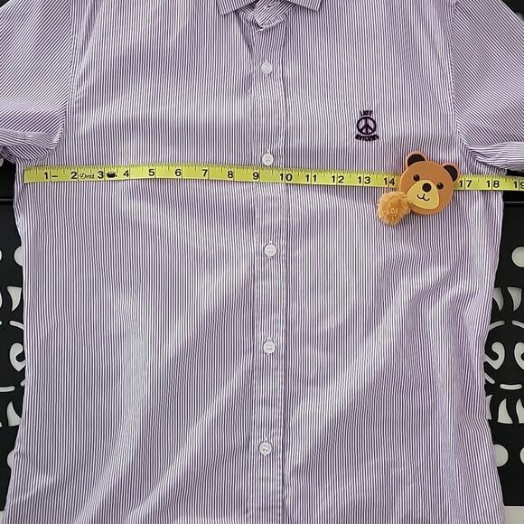 Love Moschino short sleeve mircro striped button up purple shirt S - Picture 13 of 14